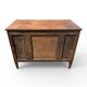 Louis XVI commode with marquetry featuring a design of precious wood cubes, 18th century.