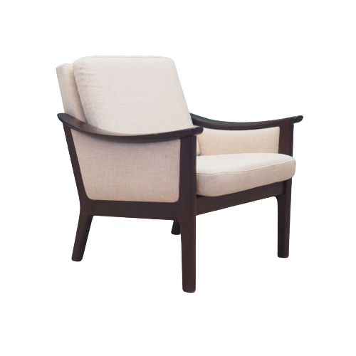 Fauteuil beige, années 1970, design danois, fabriqué au Danemark