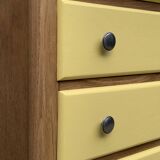 Art Deco chest of drawers in raw oak and yellow