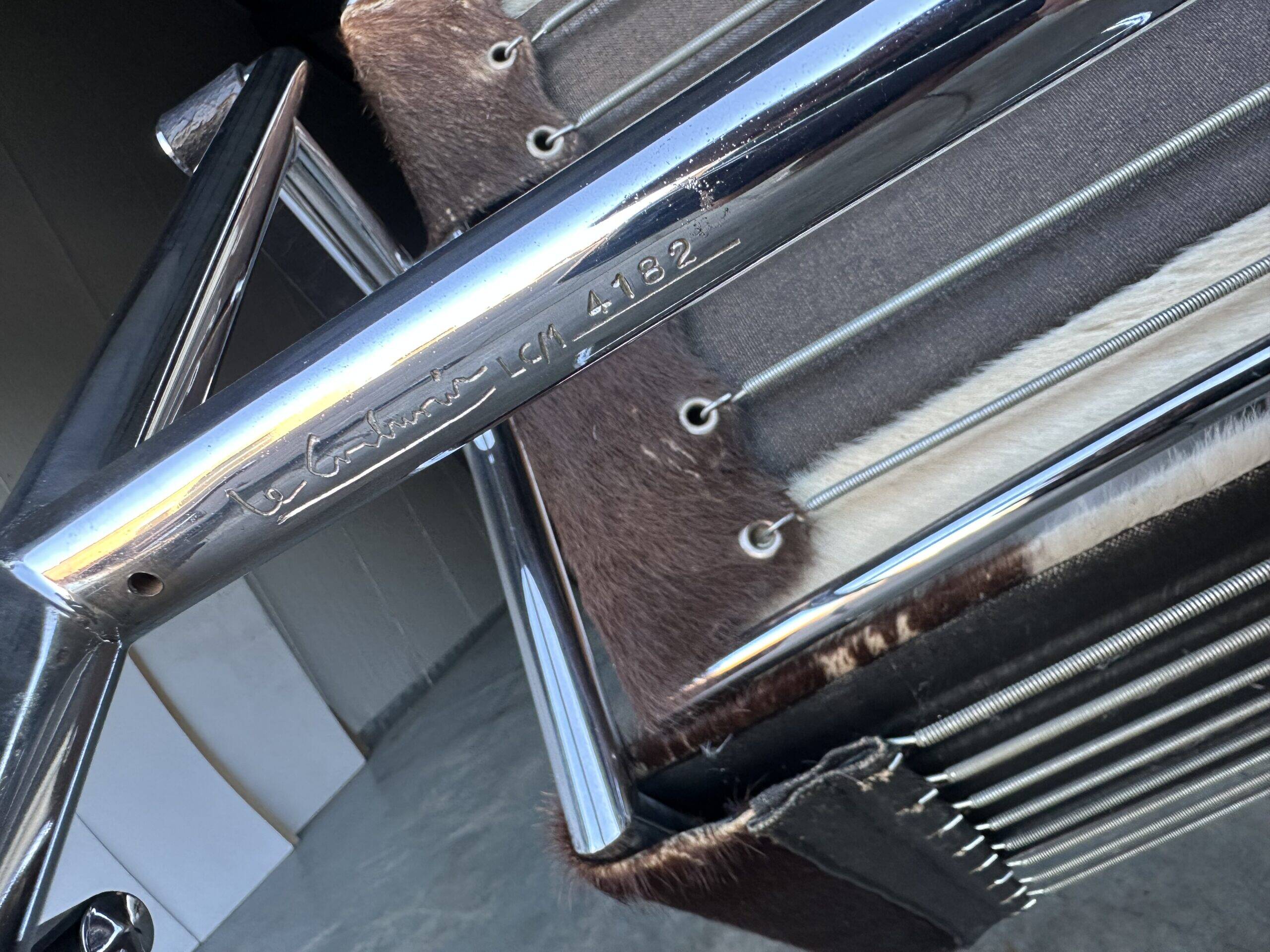 Early number LC1 ponyskin armchair by Le Corbusier et al for Cassina 1970s