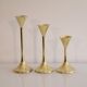 Set of 3 Scandinavian brass candle holders 1970