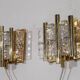 Pair of glass and brass wall lights by Carl Fagerlund 1970