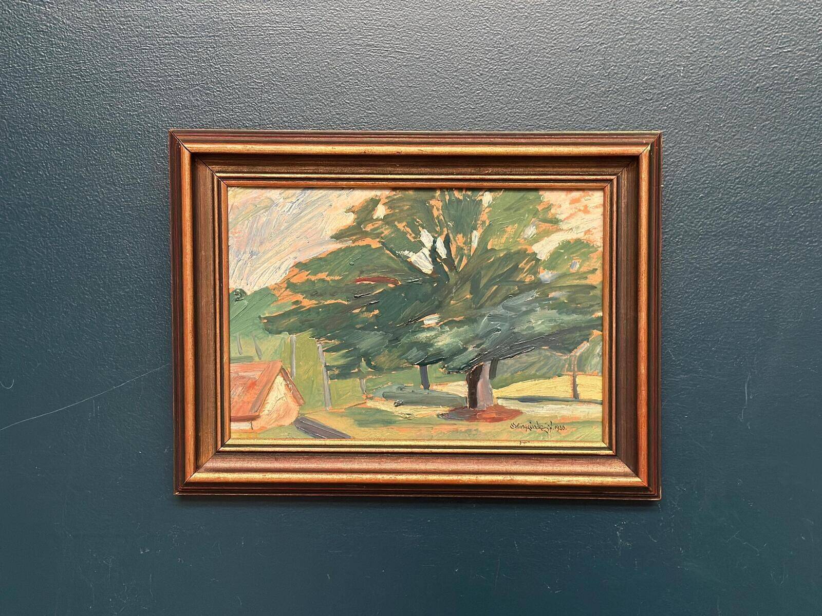 Huile su panneau suédoise – “Arbre majestueux” par Erling Lundquist