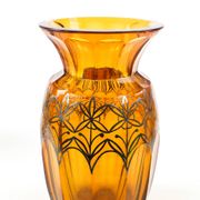 Art déco vase, honey crystal, galvanic coating, Poland, 1930s