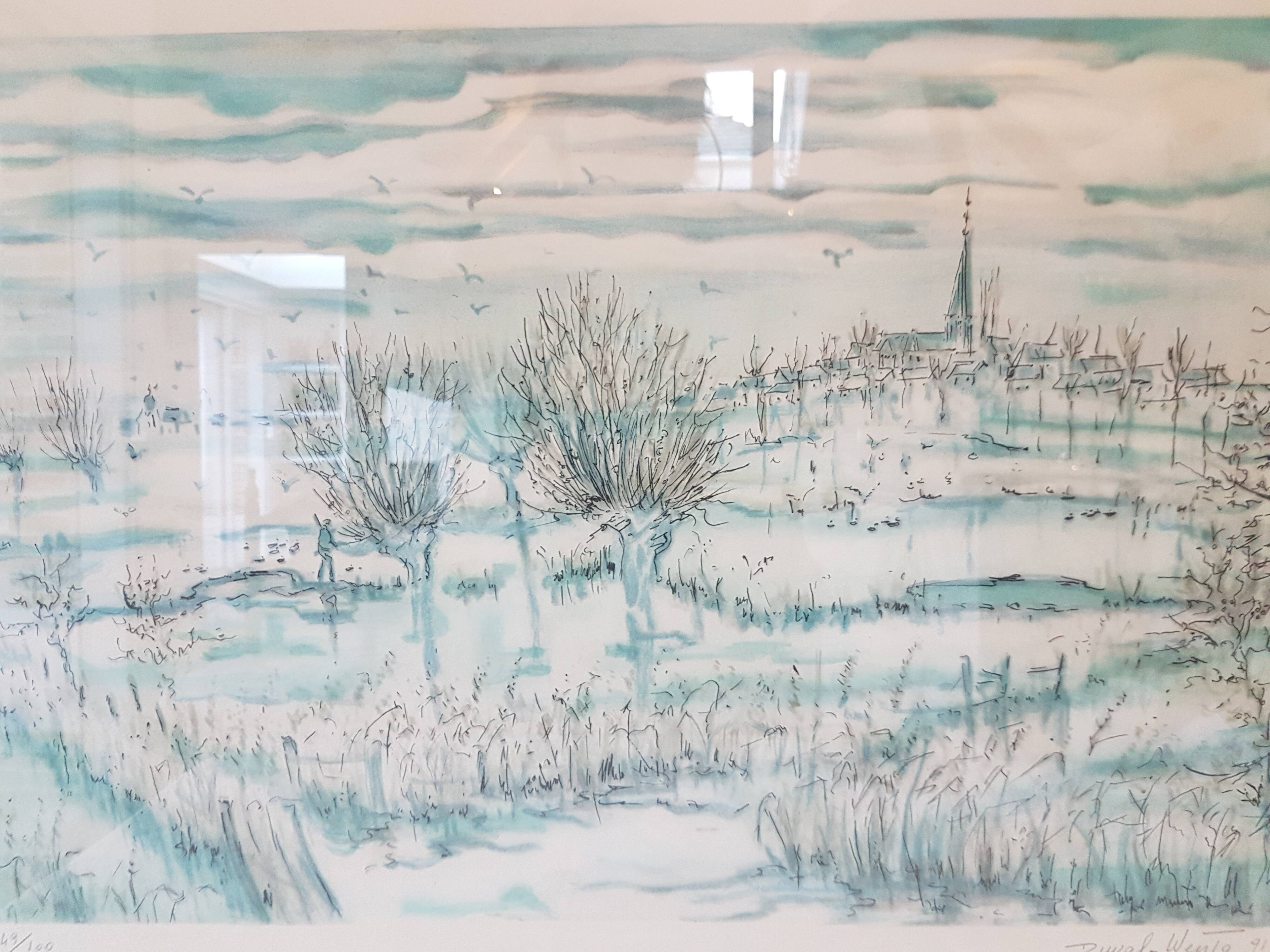 Aquarelle bocage normand signée