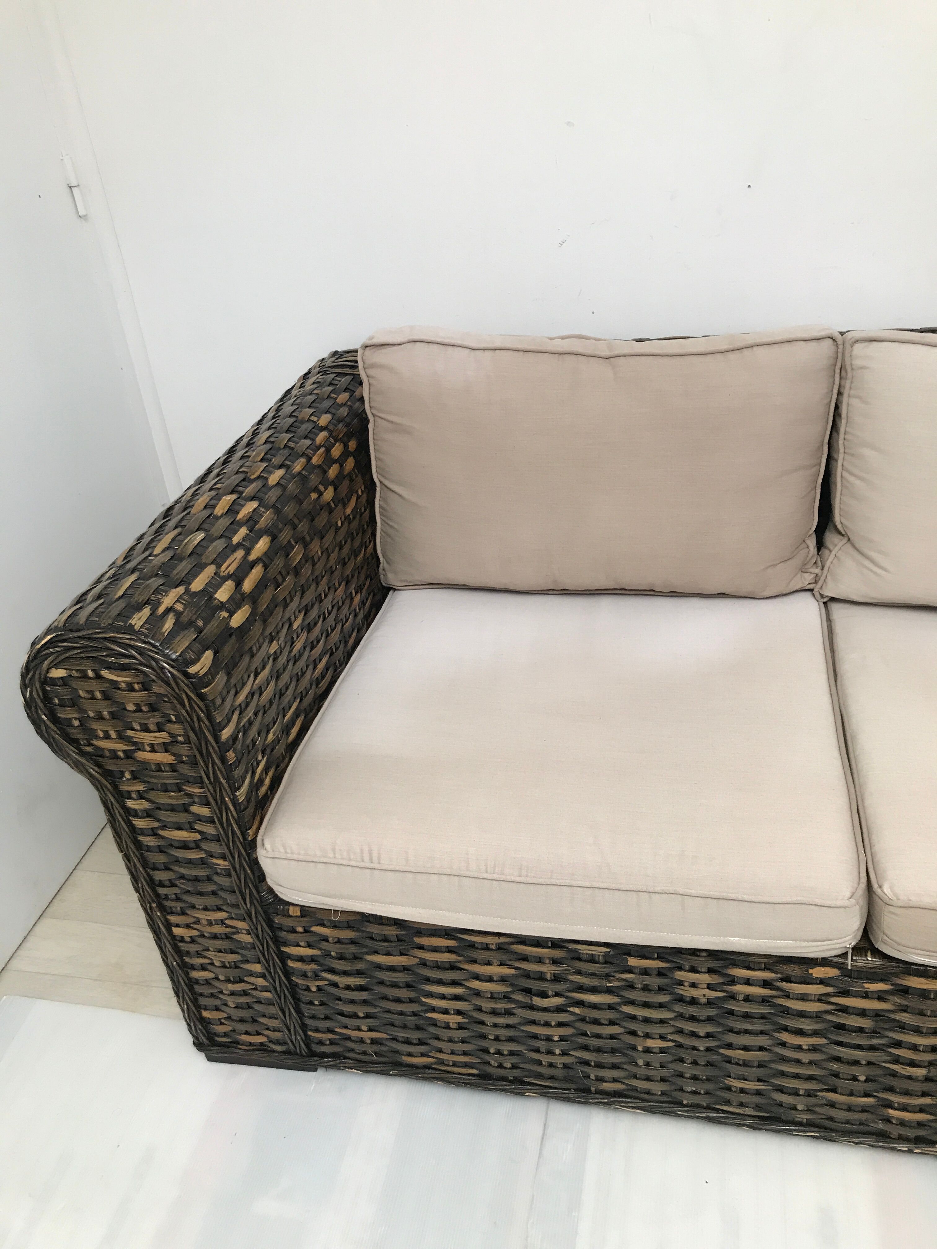 Vintage wicker rattan lounge sofa