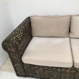 Vintage wicker rattan lounge sofa