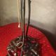 antique wrought iron lamp from 1900 at 40 with a very large glass paste shade 45