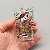 5 small vintage silkscreened bird motif GLASSES 1960/70