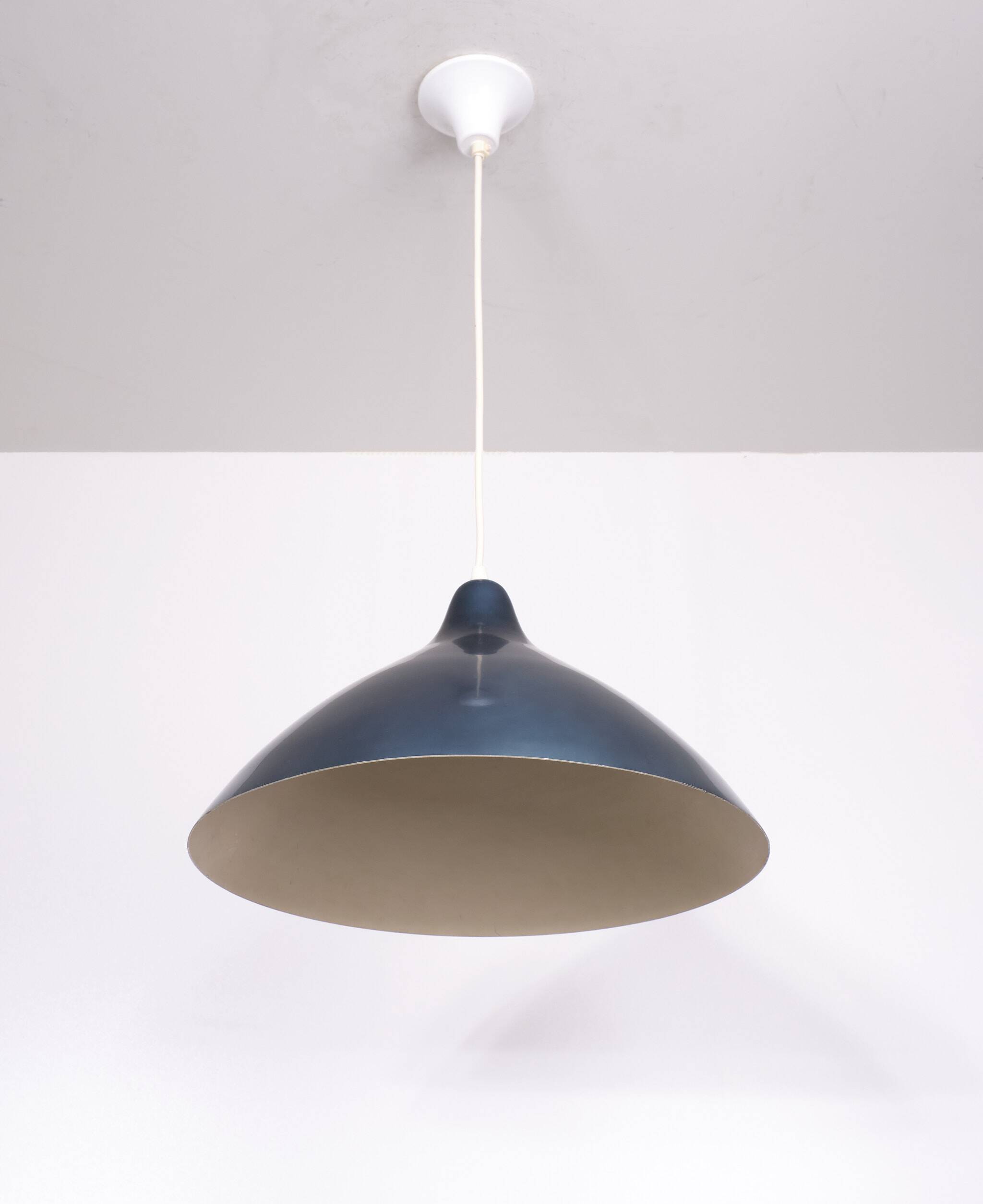 Petrol Blue Pendant Lamp by Lisa Johansson Pape for Orno, 1950s