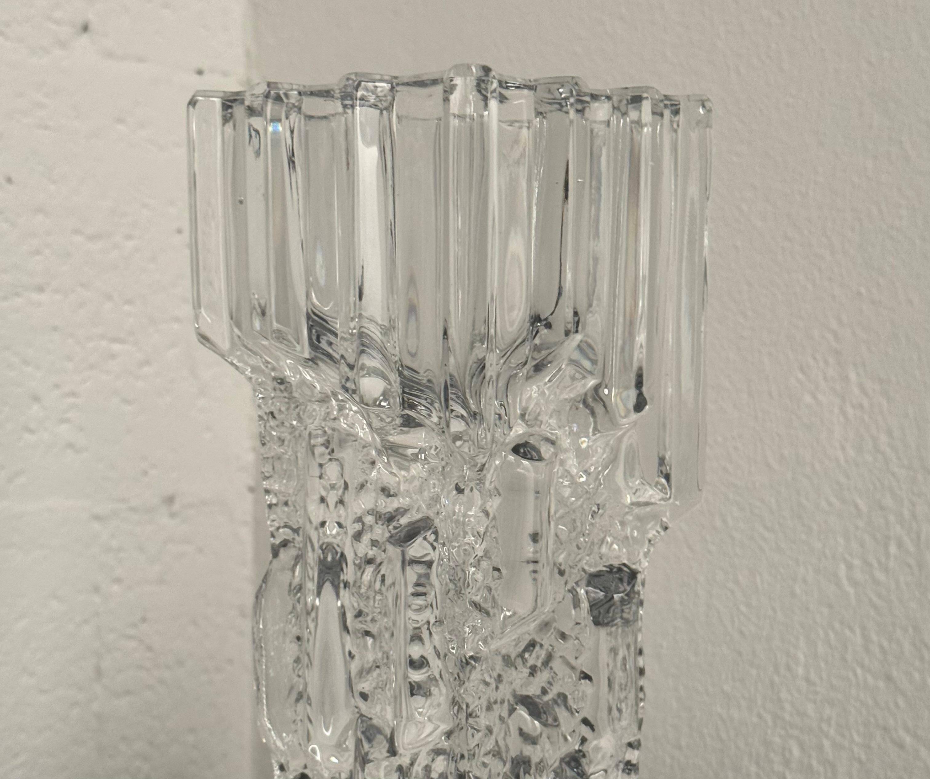 Big collectible vase with ice cube effect in glass from Limburg 1970