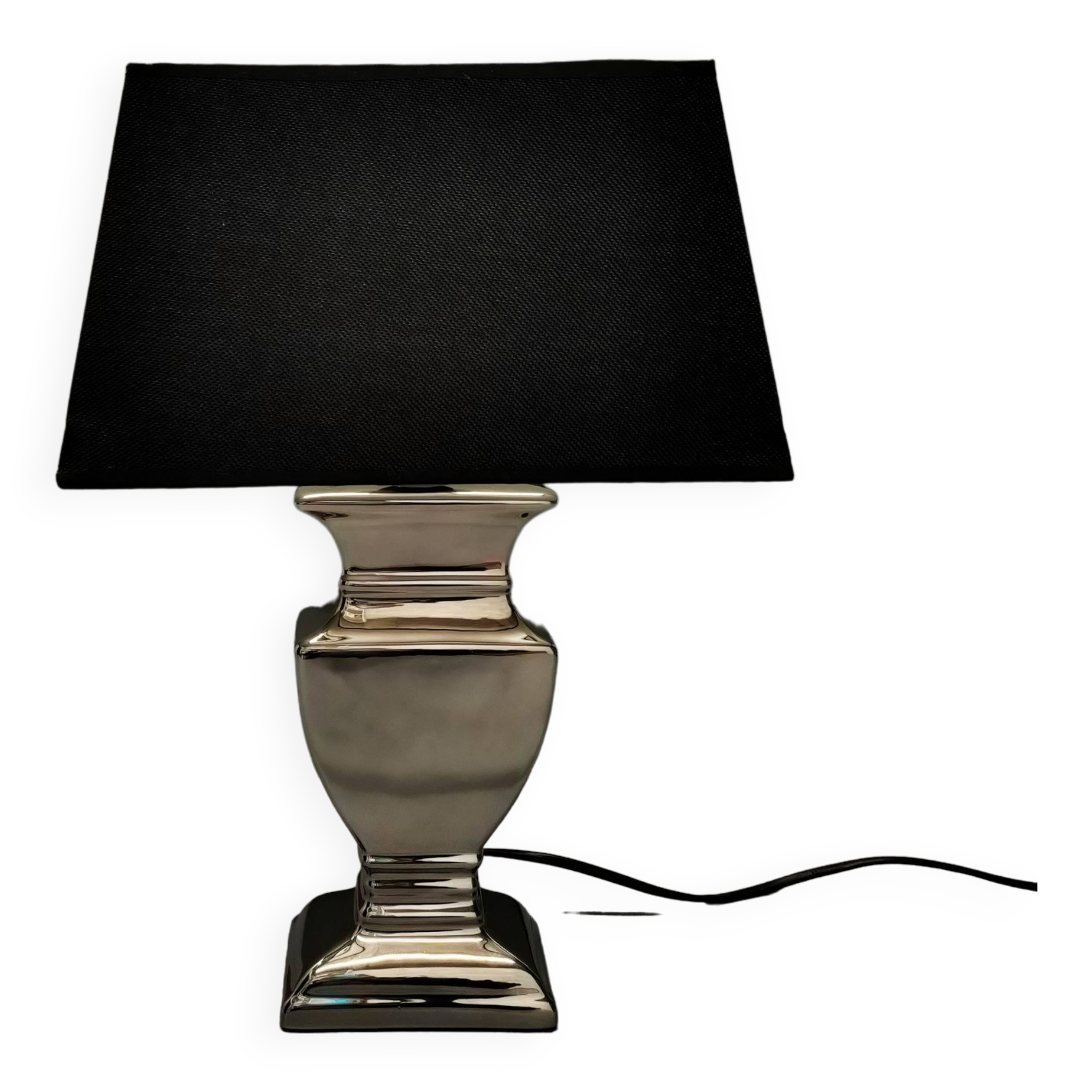 Druline ~ contemporary living room lamp ceramic silver black shade
