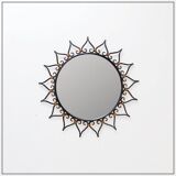 Wall mirror sun in wrought iron with heart pattern - 1960s