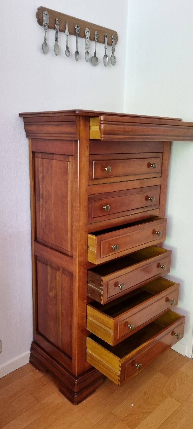Louis philippe merisier massif style weekly chest of drawers