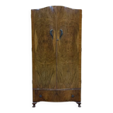 1950s English walnut bedroom wardrobe