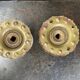 pair of round porcelain and copper Art Deco handles