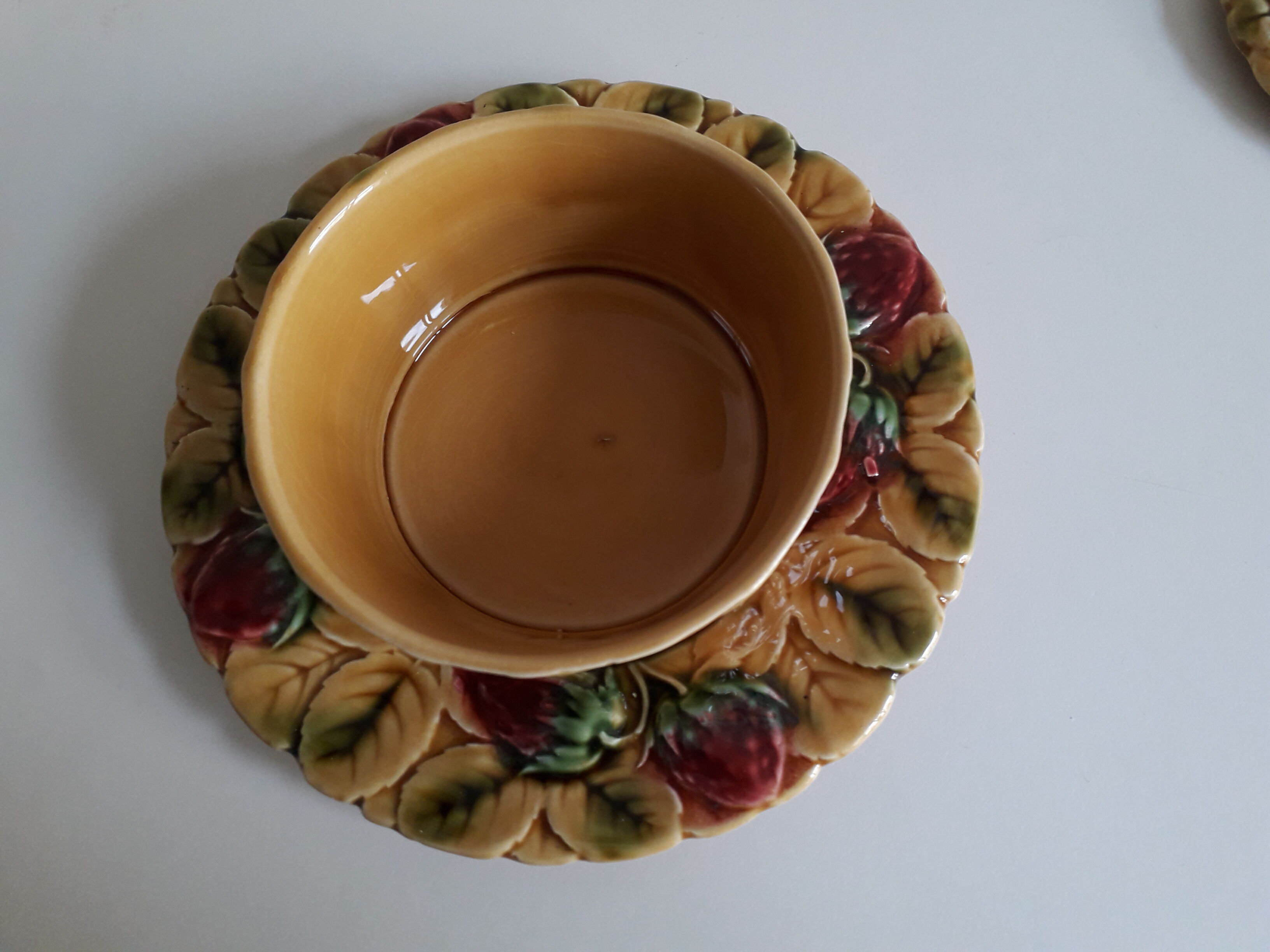 Jam maker, compotier, pot, candy slurry Sarreguemines strawberries