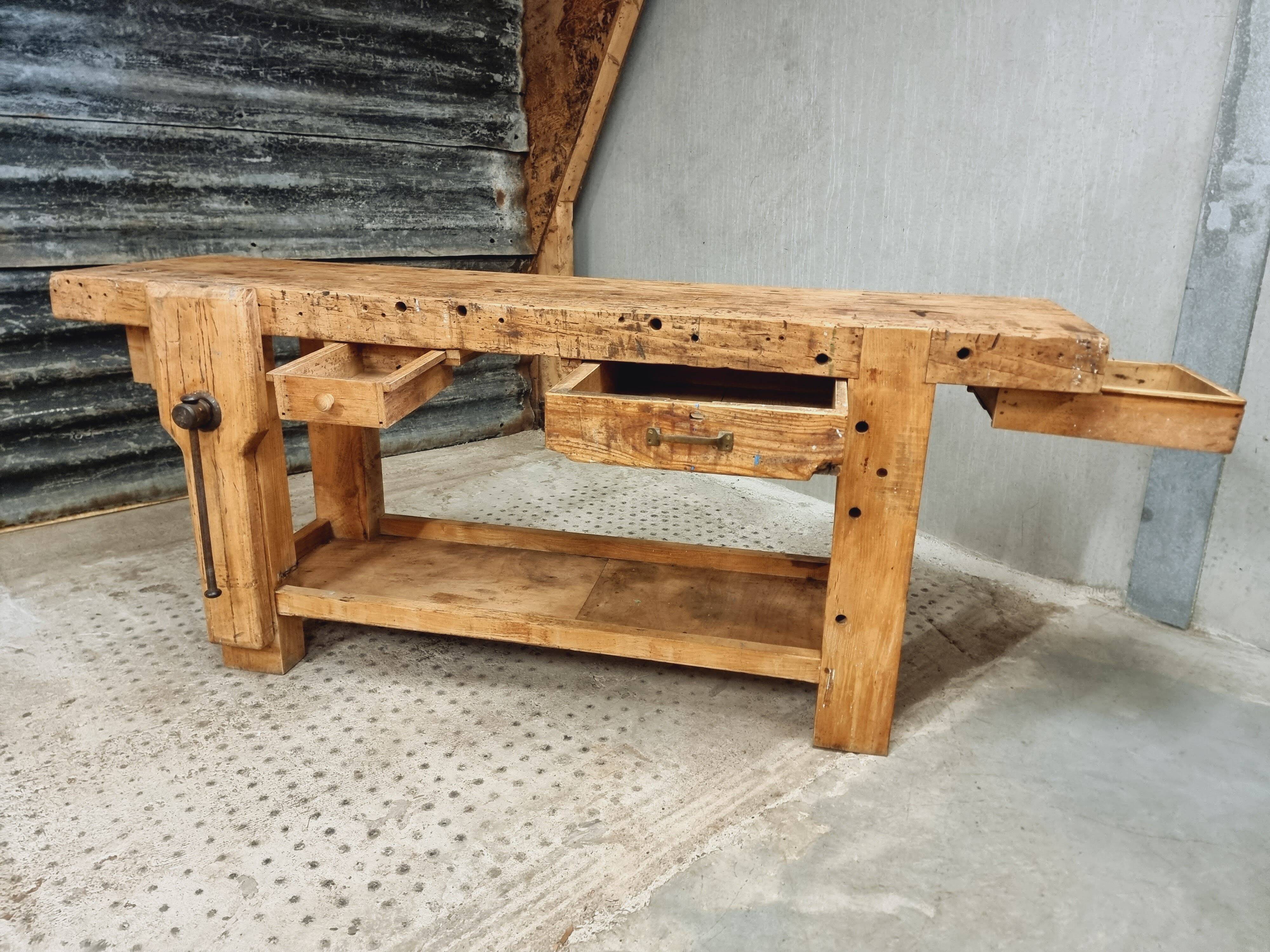 Old workbench side table bathroom furniture 48 x 193 cm