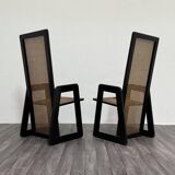 High-Backed Chairs in Lacquered Vienna Straw, 1970s, Set of 2