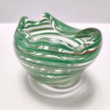 Murano Glass Bowl or Ashtray with Green Canes and Aventurine Glass, Italy