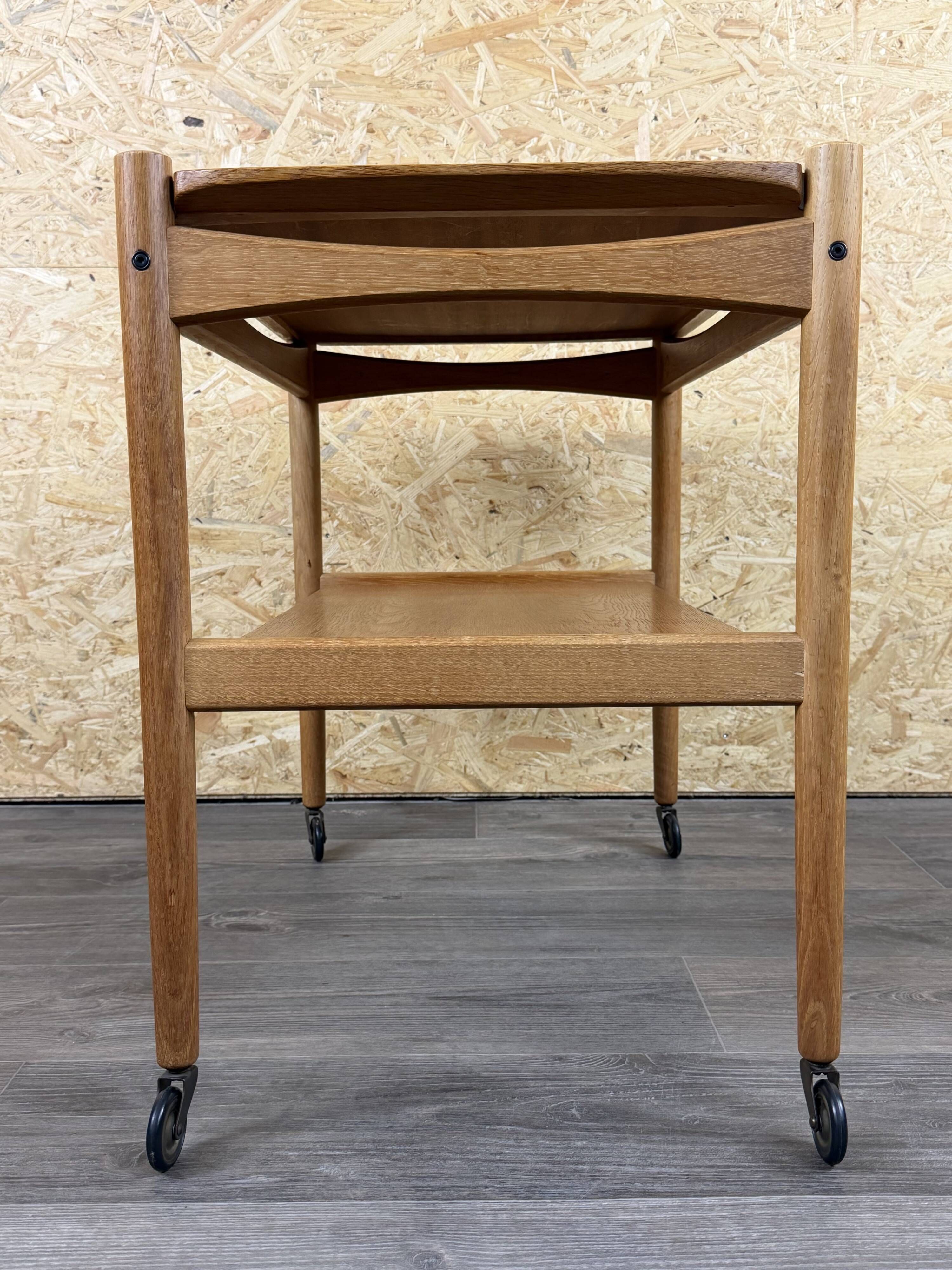 Chariot de service en chêne des années 1960-1970 avec plateau par Poul Hundevad, Danemark