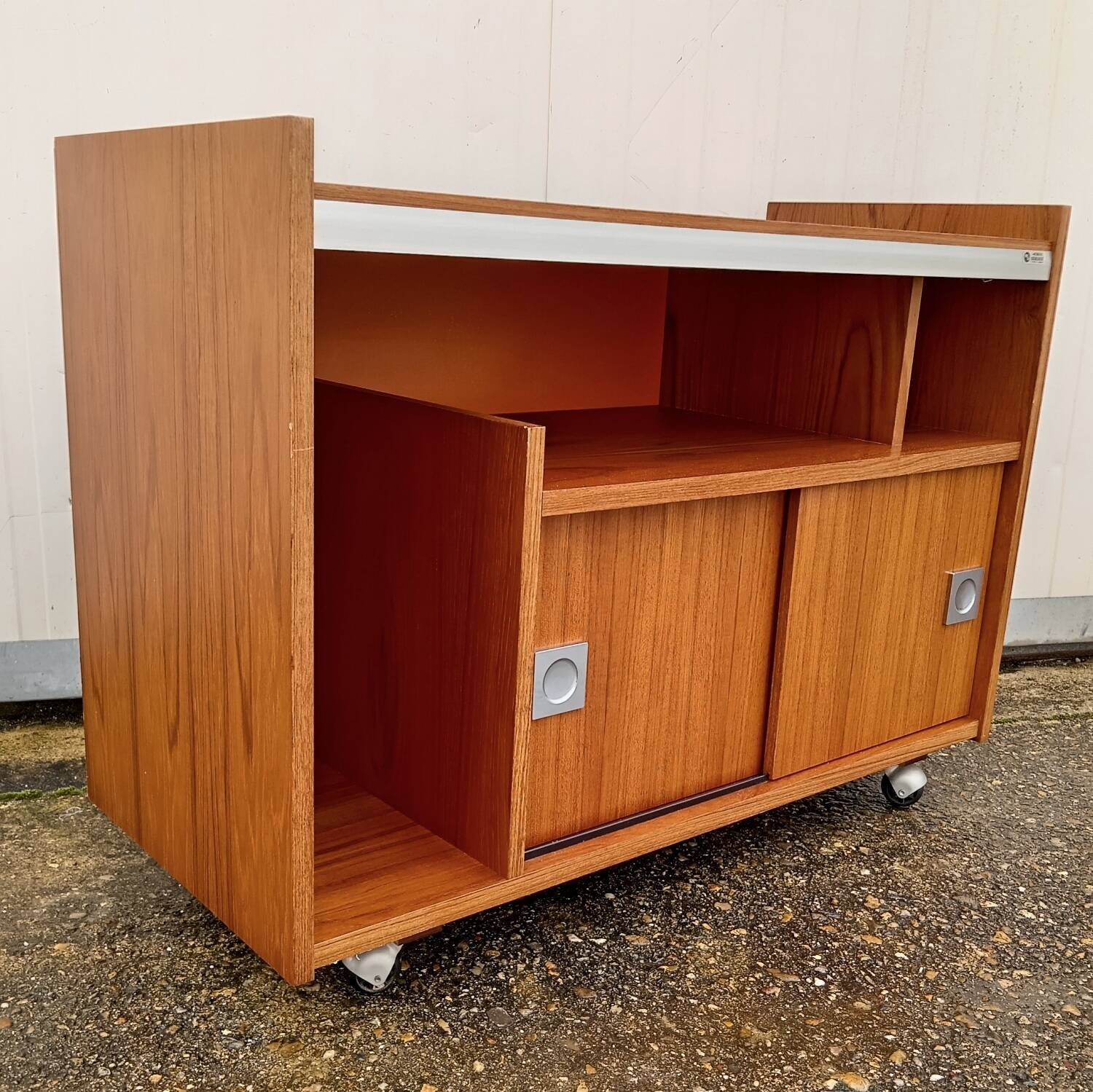 Vintage teak hifi cabinet by Berlioz 1970