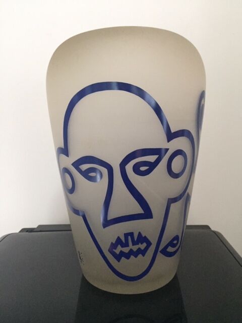 Signed frosted glass vase