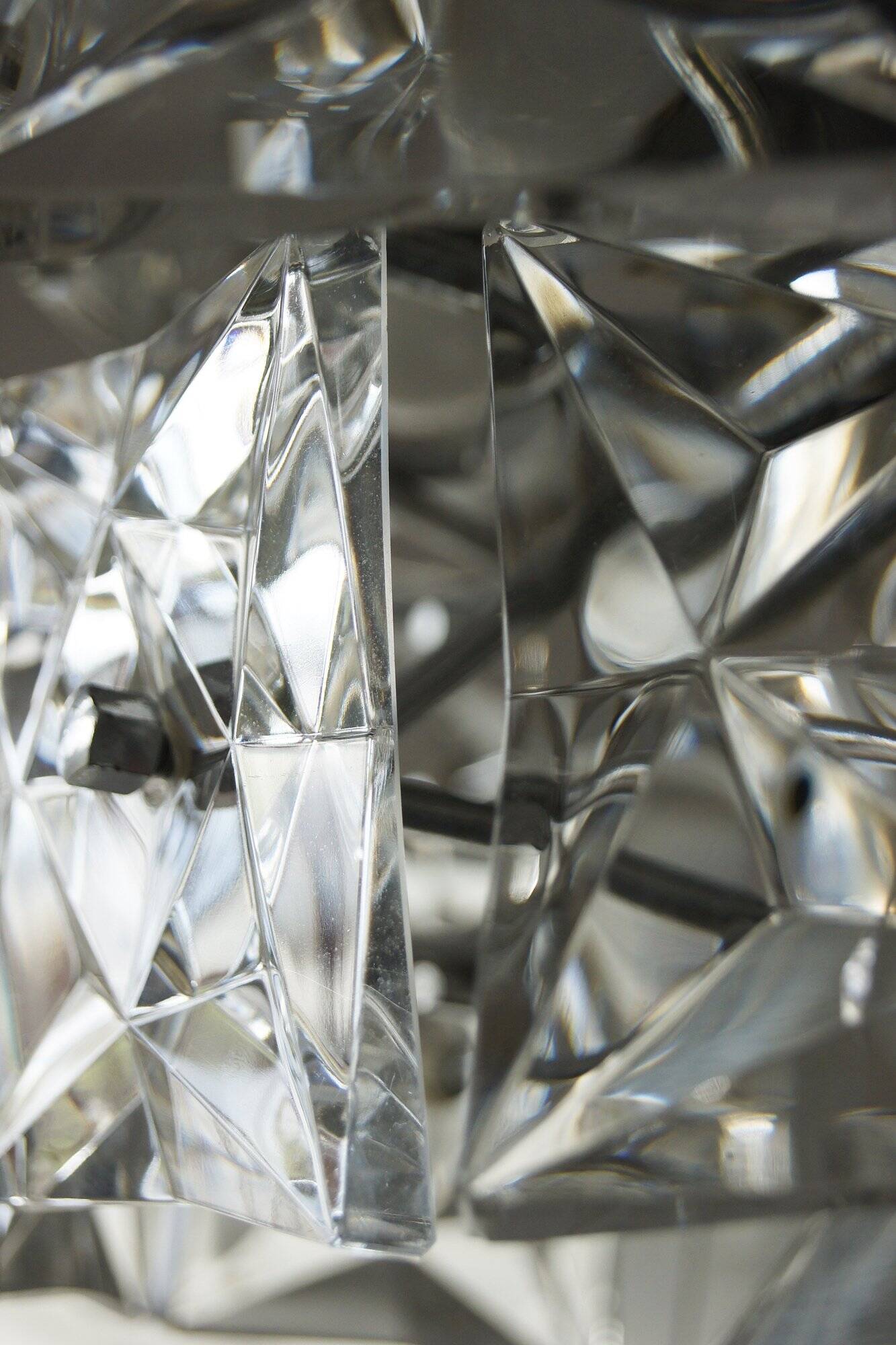 German Chromed Chandelier with Crystals from Kinkeldey, 1960s