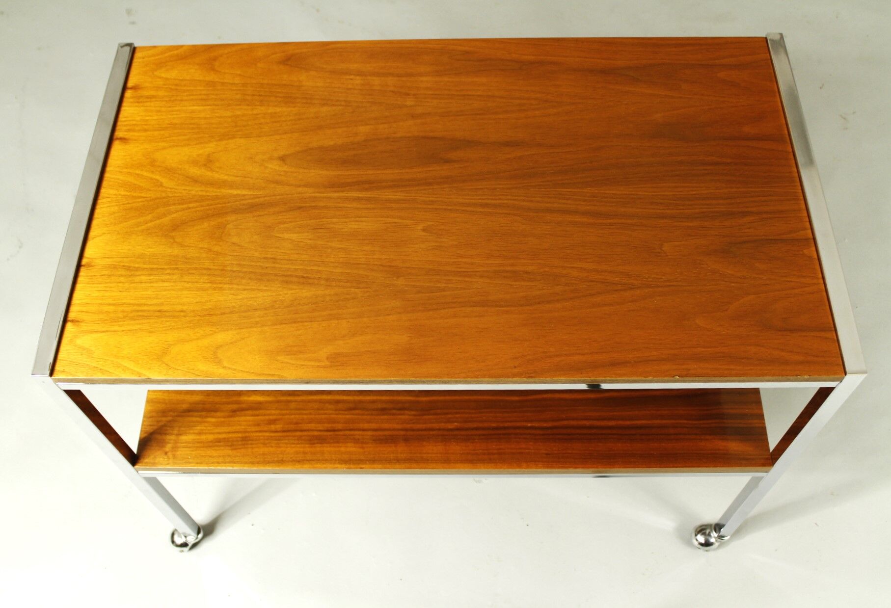 1970s Walnut and Chrome Trolley