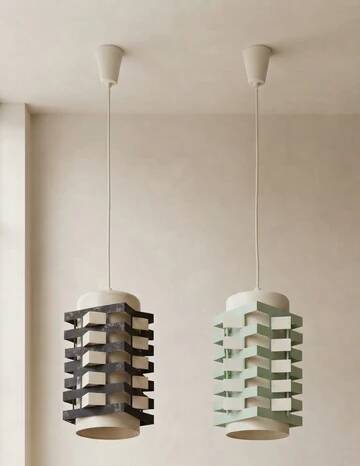 Pair of rare vintage table lamps, sculptural metal design, 1970s, 85 x 20 cm
