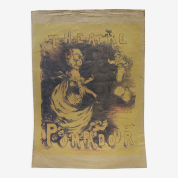 Lithograph reproduction poster old Pompadour Theatre E. Barcet