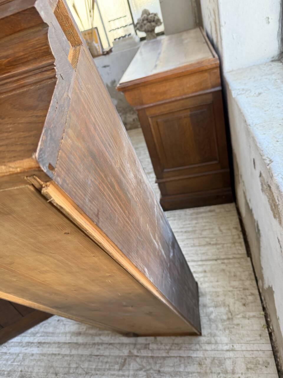 Antique XL Napoleonic oak glass bookcase, 19th century
