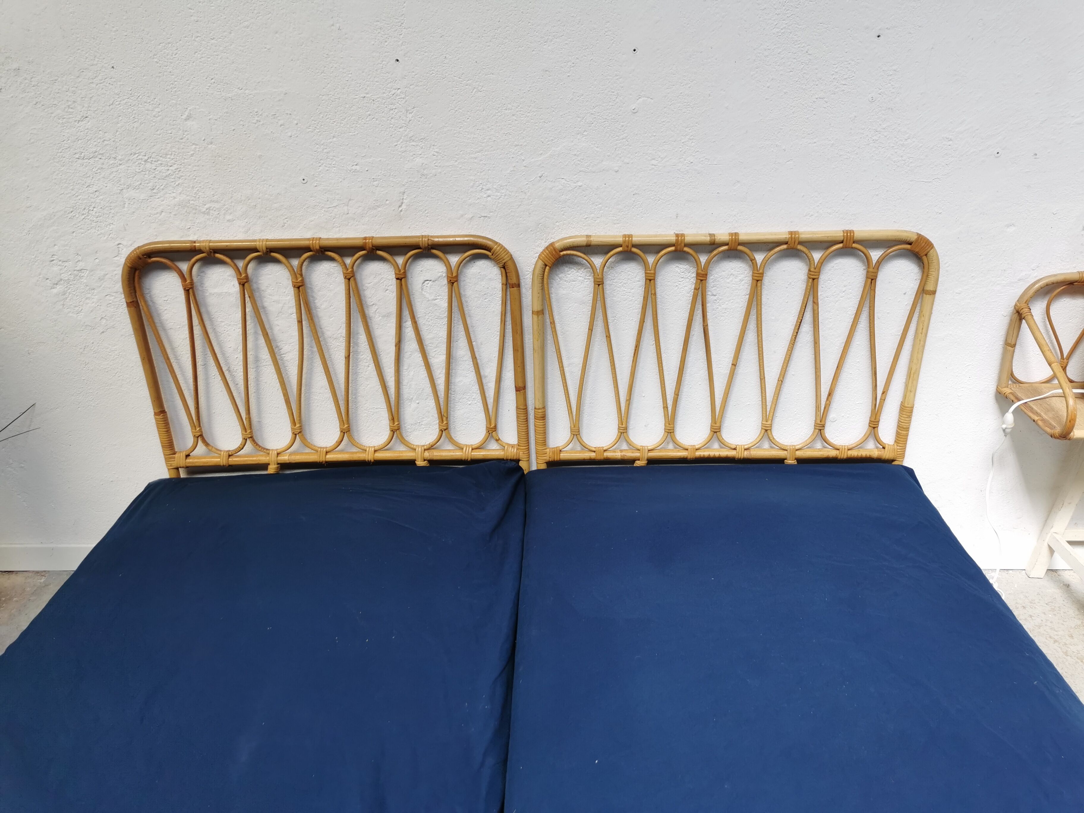 Pair of vintage rattan headboards