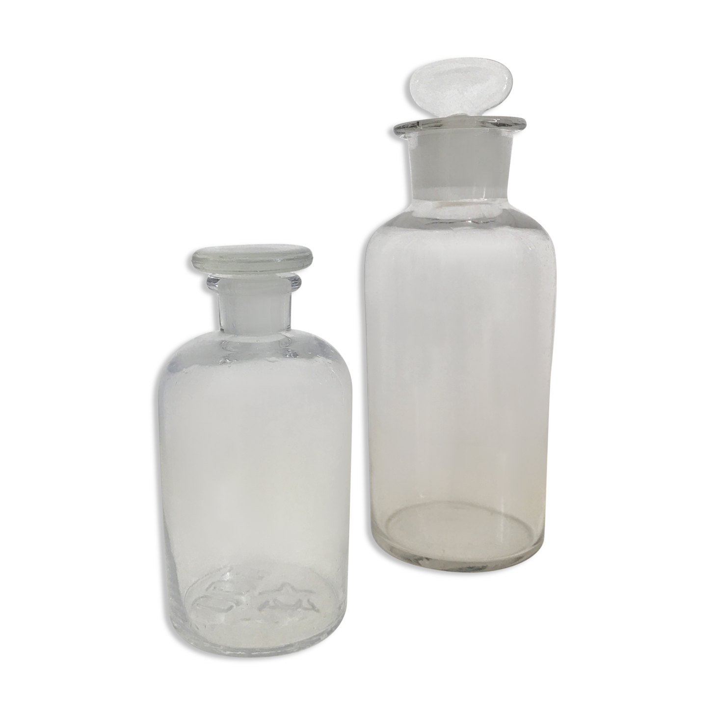 Antique glass pharmacy bottles