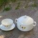 White porcelain soup tureen and sauce boat, Schirnding Bavaria, vintage 70s