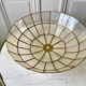 Ceiling lamp in mother-of-pearl and brass two fires 50s