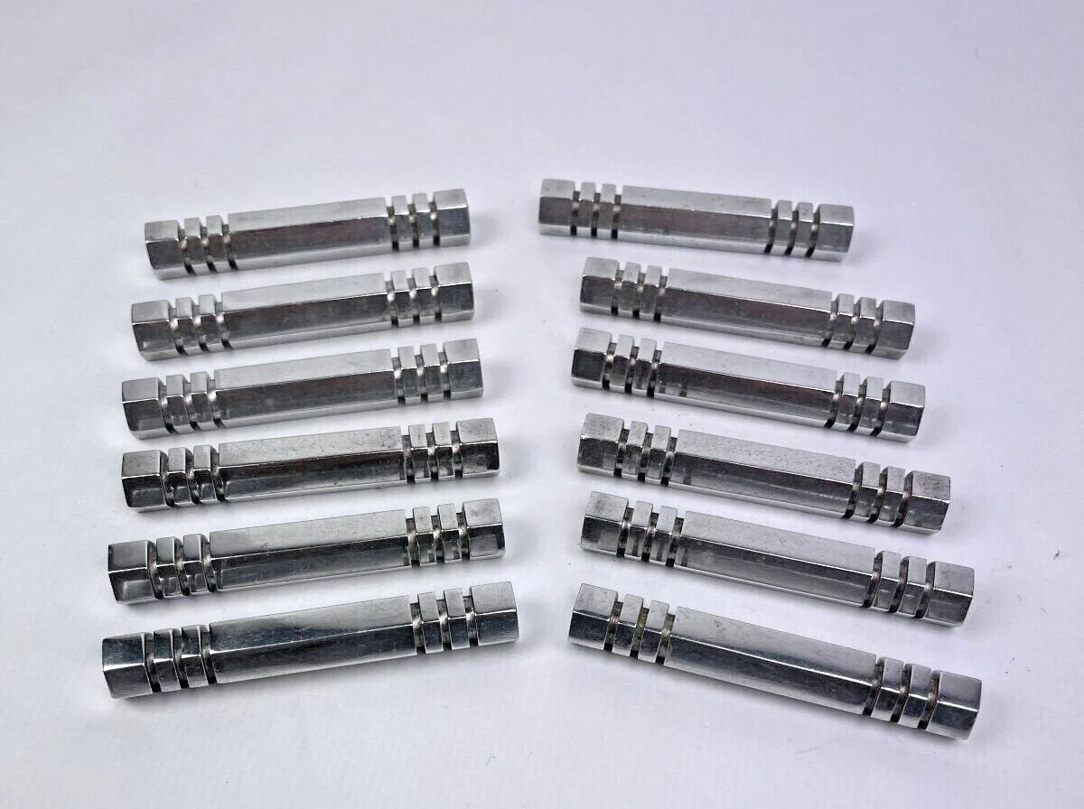 Set of 12 chrome metal knife rests by Louis Prodhon, Art Deco.