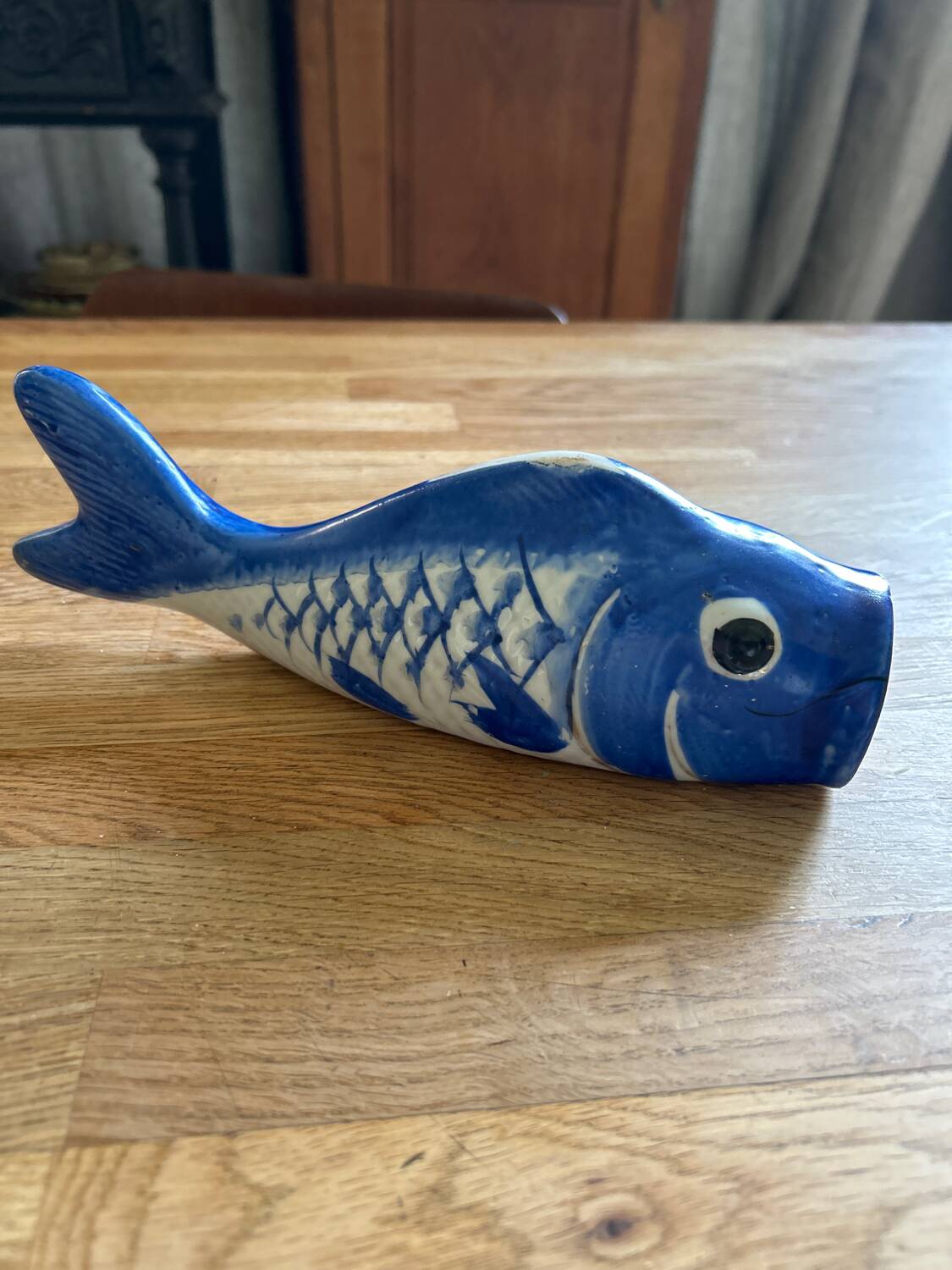 Rare old Chinese blue Koi Fish vase