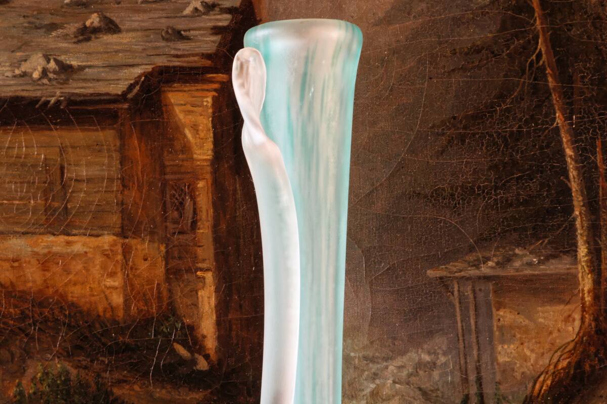 Murano blown glass vase, snake