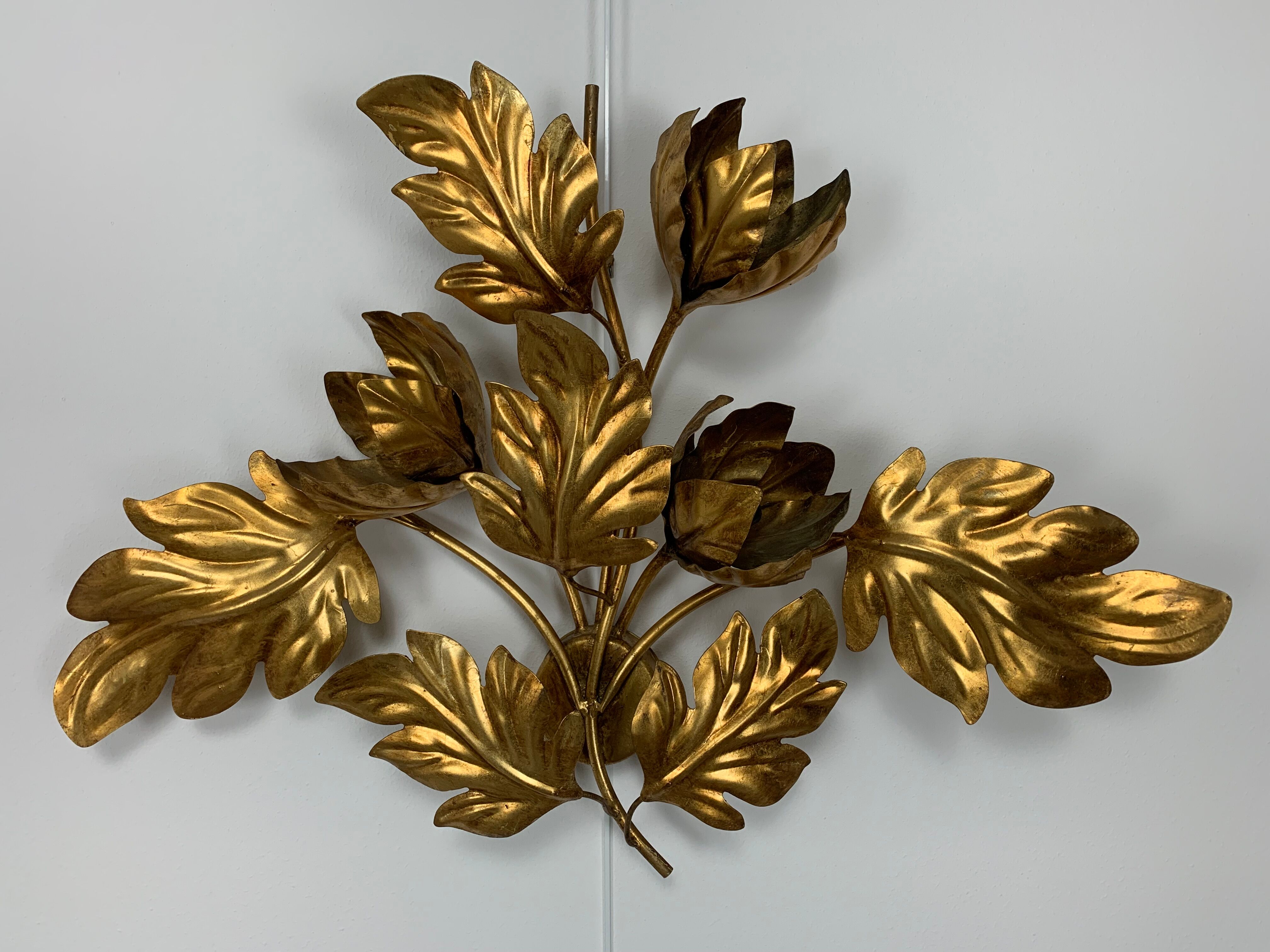 Applique Hans Kögl, feuillage doré, 3 feux