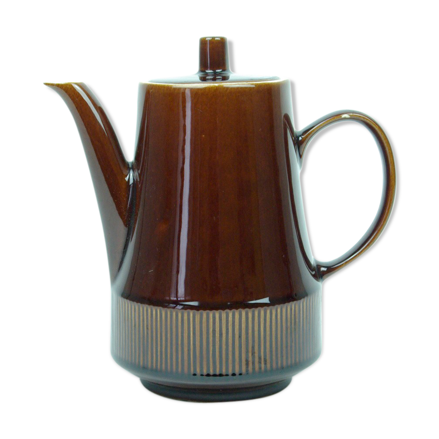Brown enamelled sandstone teapot with a small lid