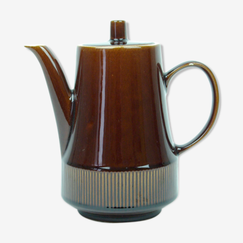 Brown enamelled sandstone teapot with a small lid