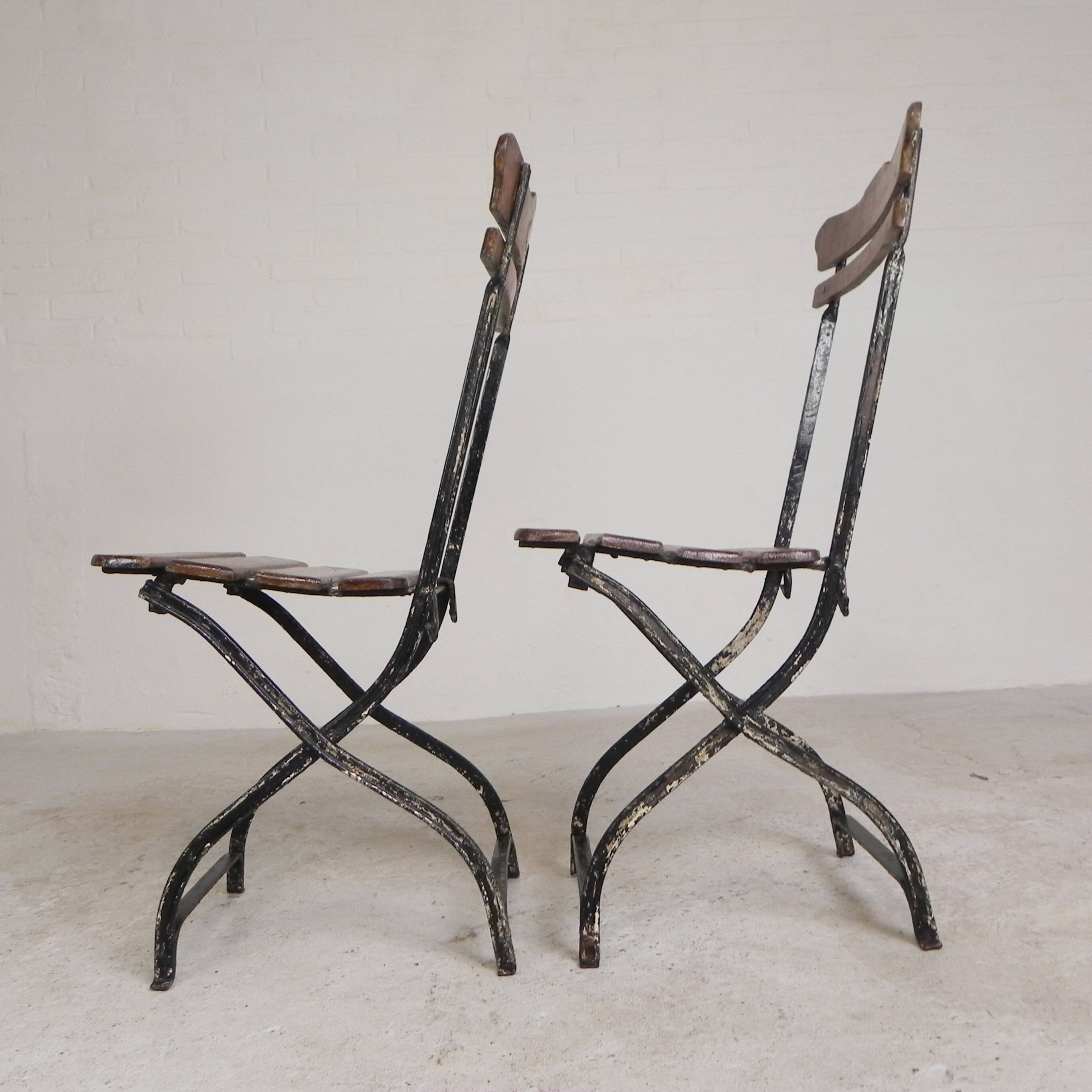 Set of 2 folding chairs, garden chairs, 1930s