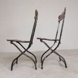 Lot de 2 chaises pliantes, chaises de jardin, années 1930