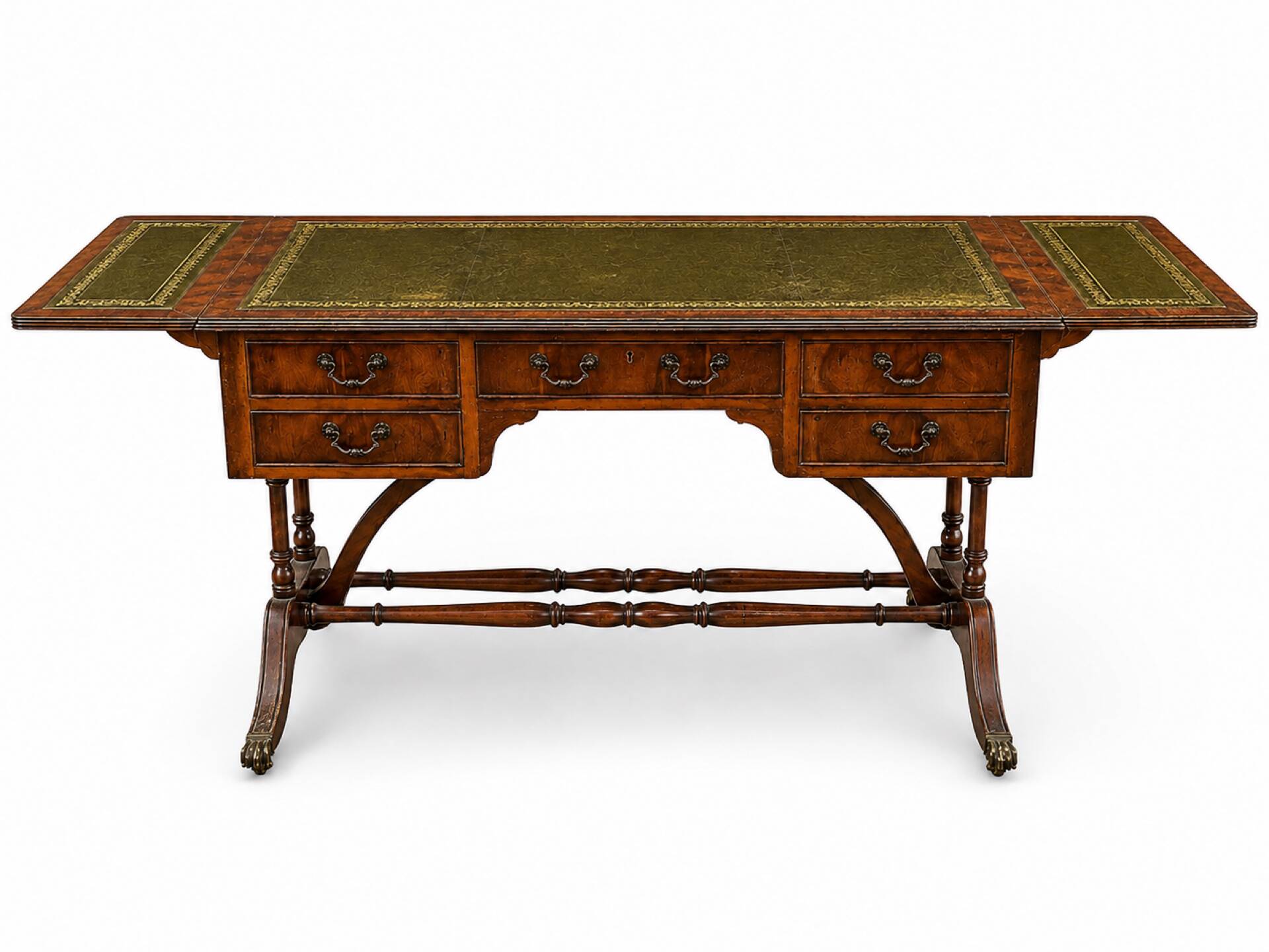 English mahogany double-sided desk with extensions