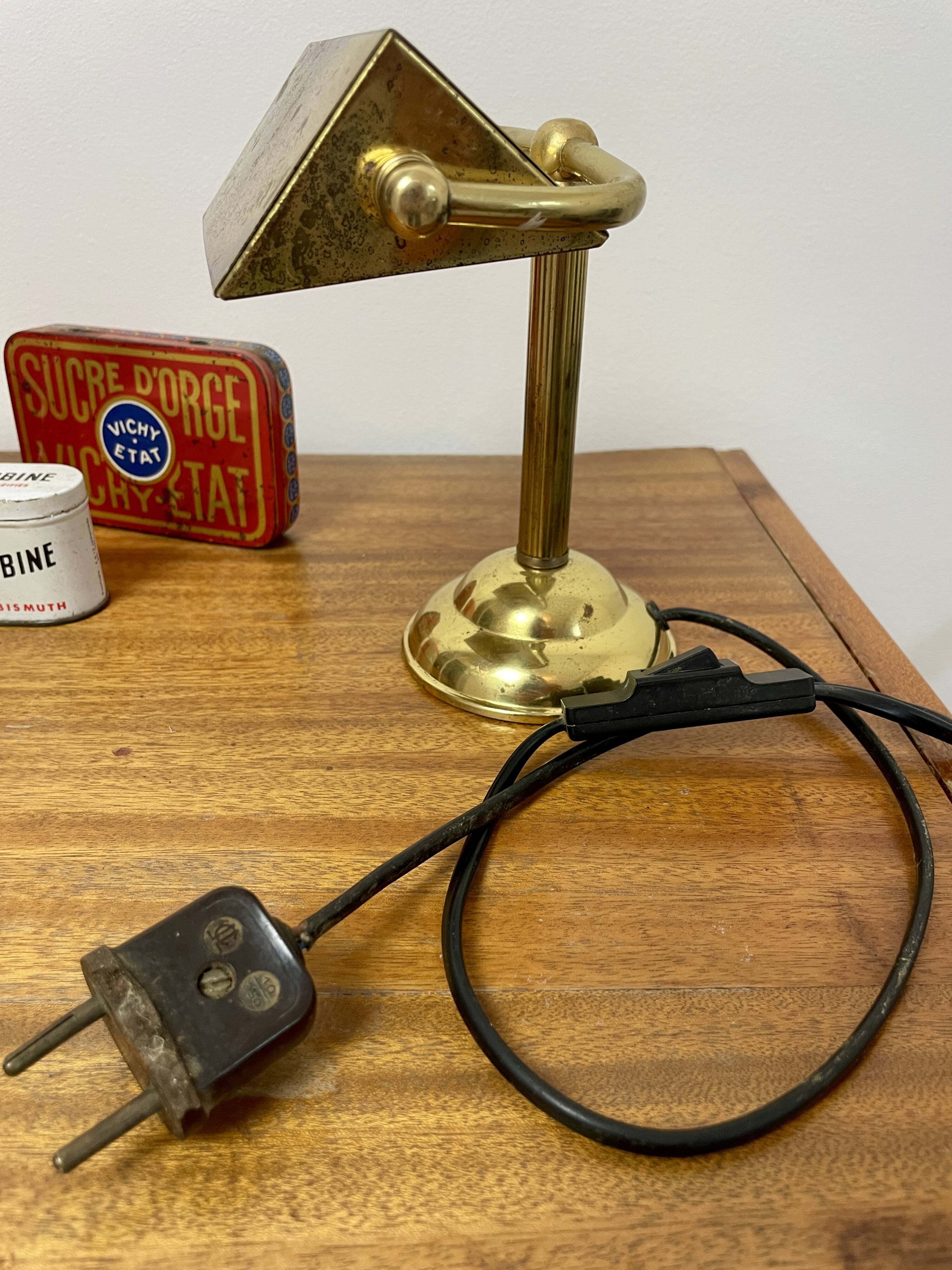 Antique brass notary lamp