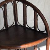 Corner shelf in dark rattan, 60s/70s