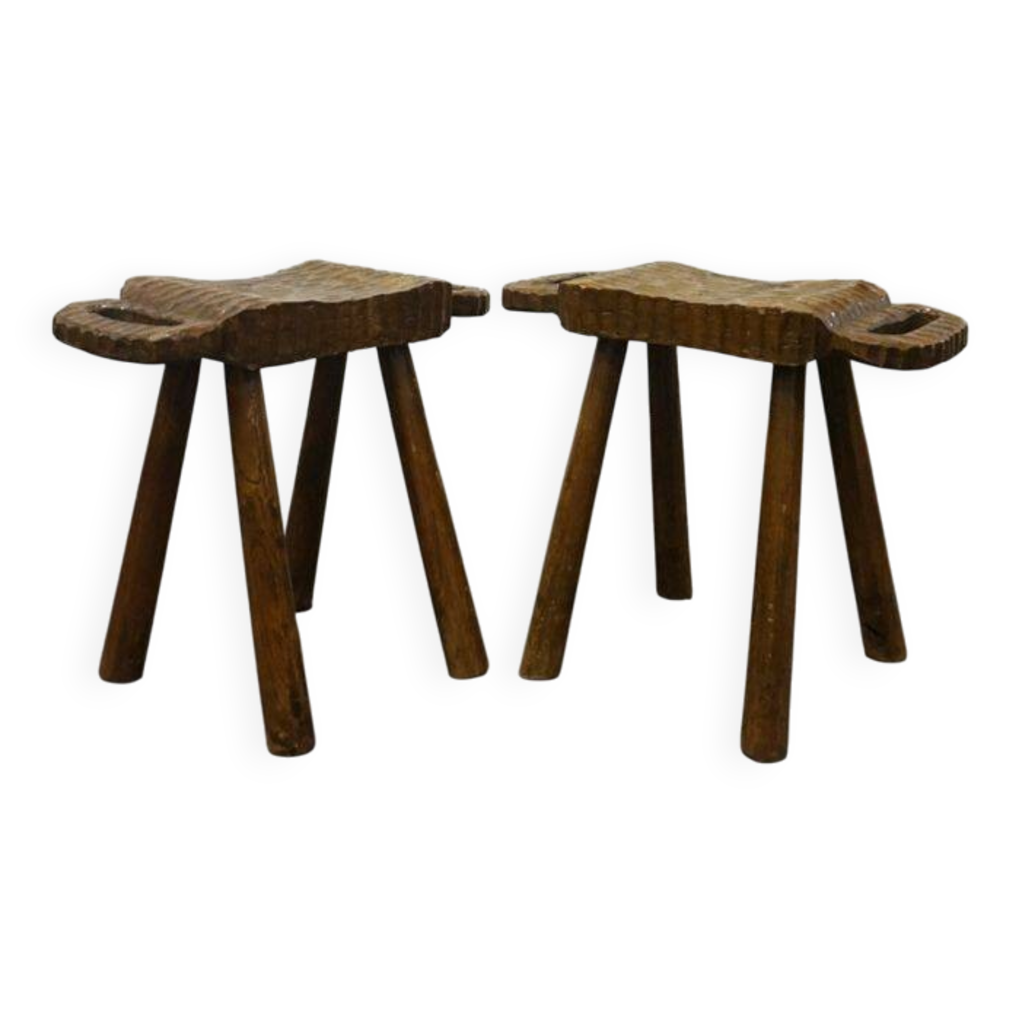 Pair of rustic stools in brutalist style