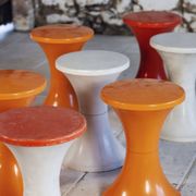 White and dark orange Tam Tam stool by Henry Massonnet for Stamp, 1970.