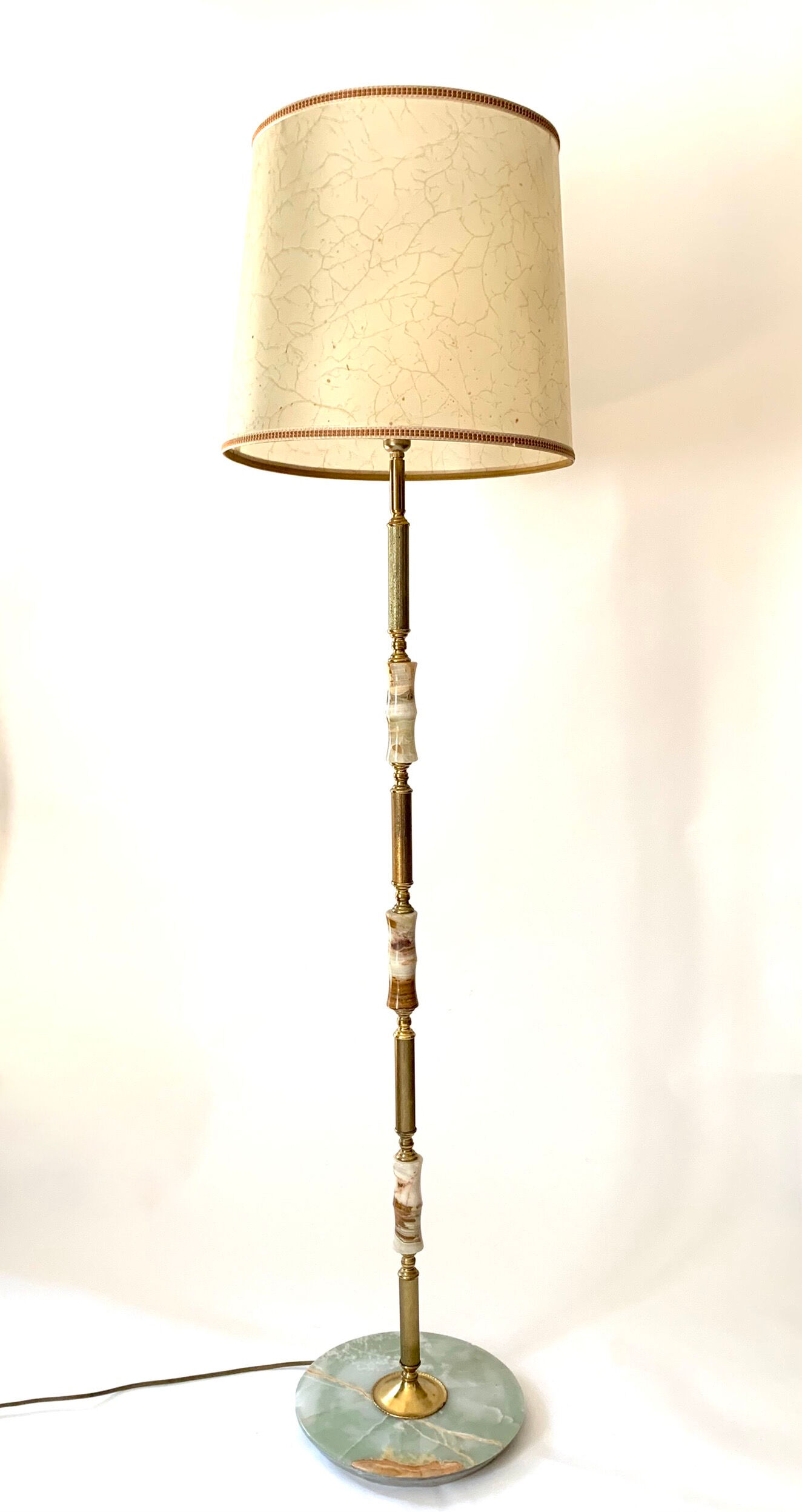 Brass and onyx marble floor lamp